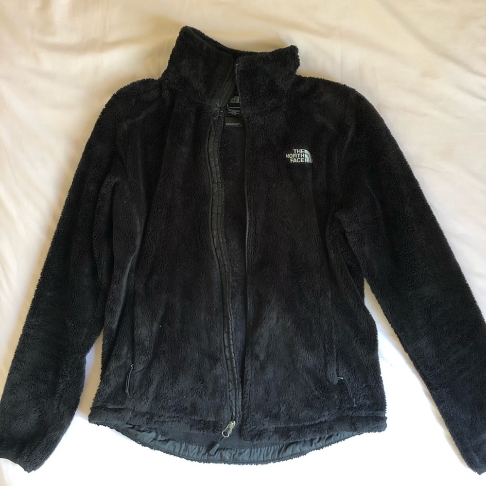 Fluffy black women's North Face fleece jacket